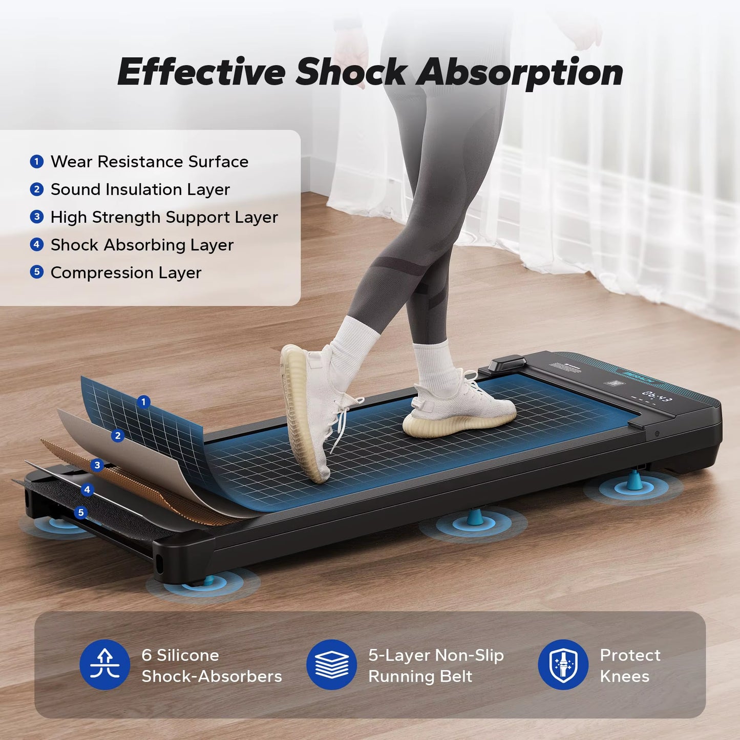 Walking Pad Small Treadmill for Home&Office under Desk Treadmill with Max 3.8MPH 40 Db 2In1 Quiet Portable Mini Treadmill