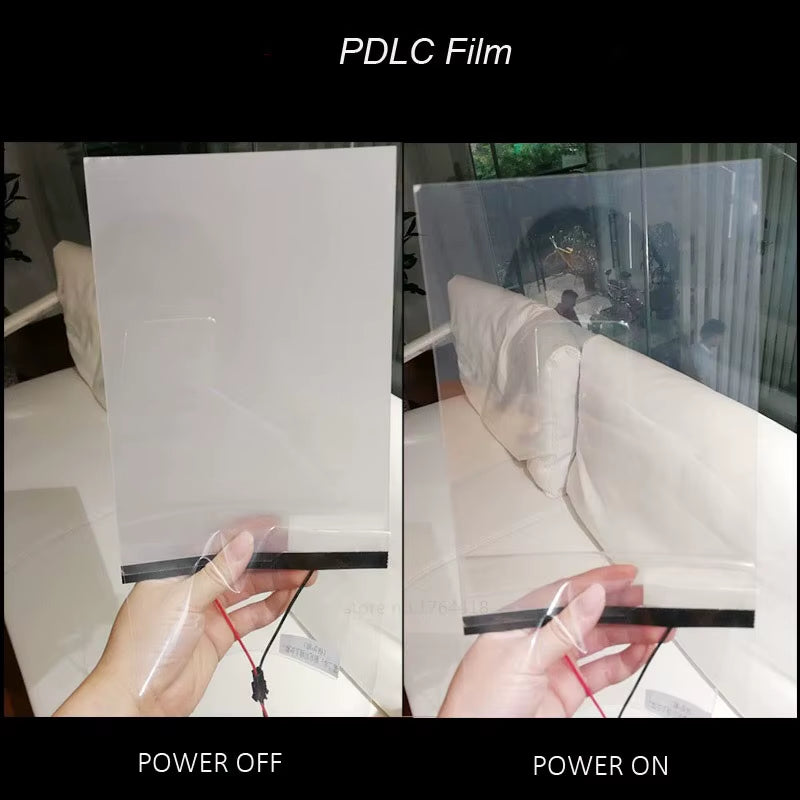 4"X3" White Smart Film PDLC Switchable Film Self Adhesive Sticker Decals Power Supply Control Privacy Film Customized