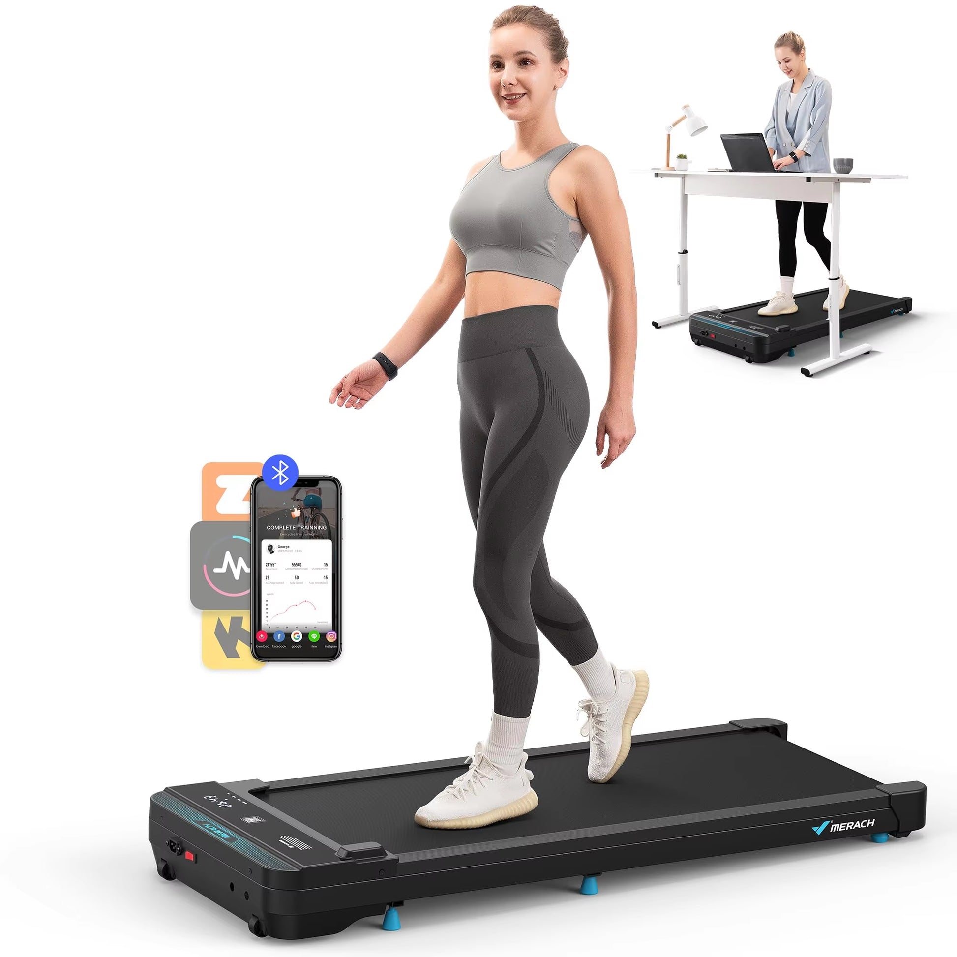 Walking Pad Small Treadmill for Home&Office under Desk Treadmill with Max 3.8MPH 40 Db 2In1 Quiet Portable Mini Treadmill